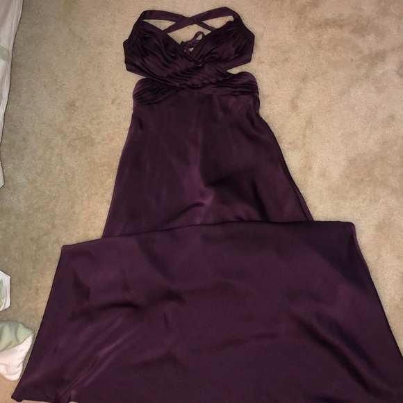 Purple long satin gown NWOT - Picture 2 of 6